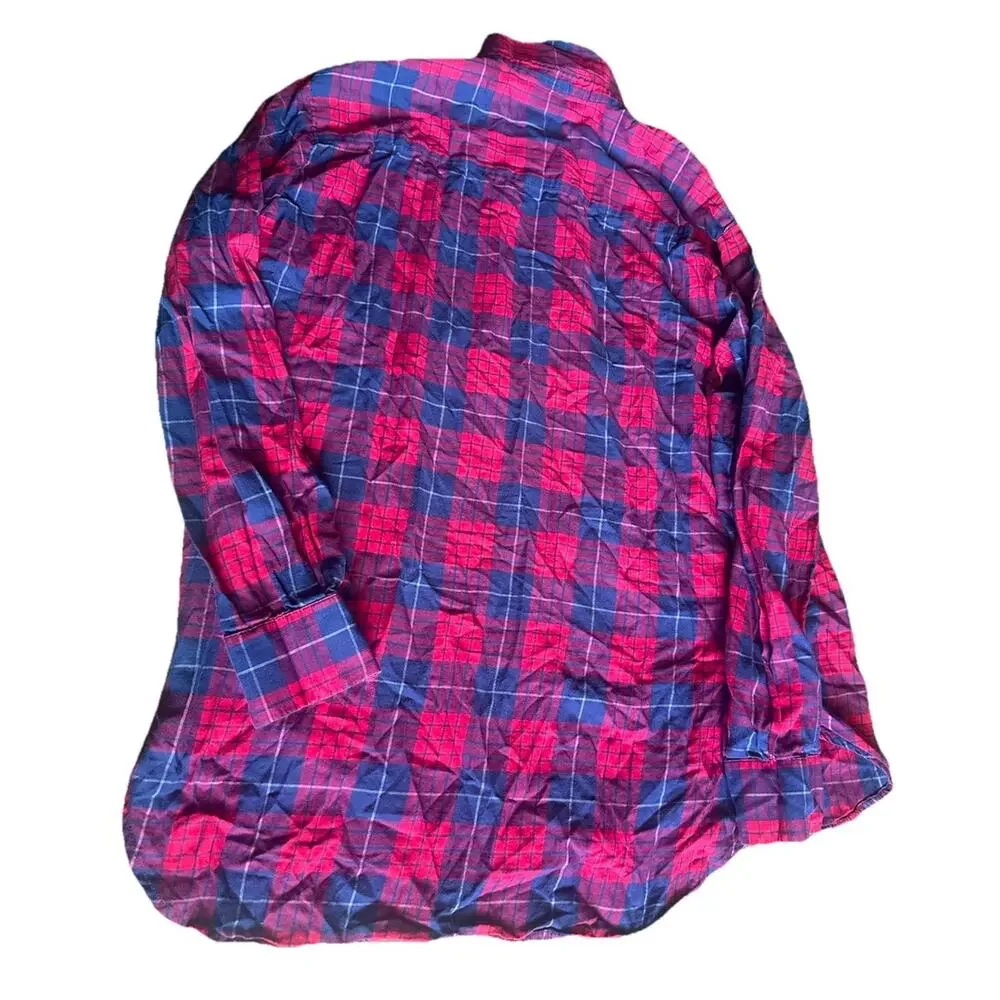 J.Crew Boy Fit Women's Size M Red / Blue Plaid Button-Up 100% Cotton Shirt - Picture 14 of 16